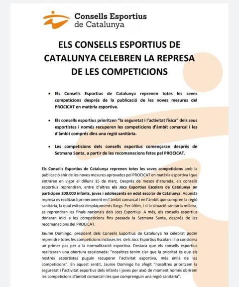 REPRENEM  COMPETICIONS DELS JOCS ESCOLARS! 