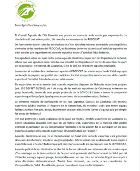 COMUNICAT CONSELL ESPORTIU 
