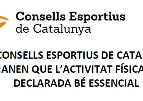 Manifest per instar al Govern de la Generalitat a declarar l’activitat física “bé essencial”
