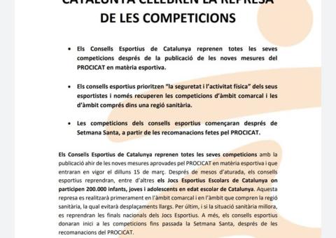 REPRENEM  COMPETICIONS DELS JOCS ESCOLARS! 